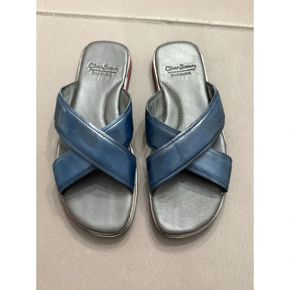 Oliver Sweeney Whitestone Leather House Sandals Slides Navy EU 43 Men's 10